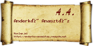 Anderkó Anasztáz névjegykártya